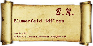 Blumenfeld Mózes névjegykártya