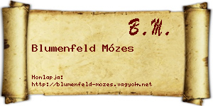Blumenfeld Mózes névjegykártya